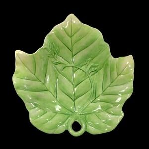 Fitz and Floyd Green Leaf Dish Bowl 8 Inch Classics Candy Cookie Trinket‎ Dish